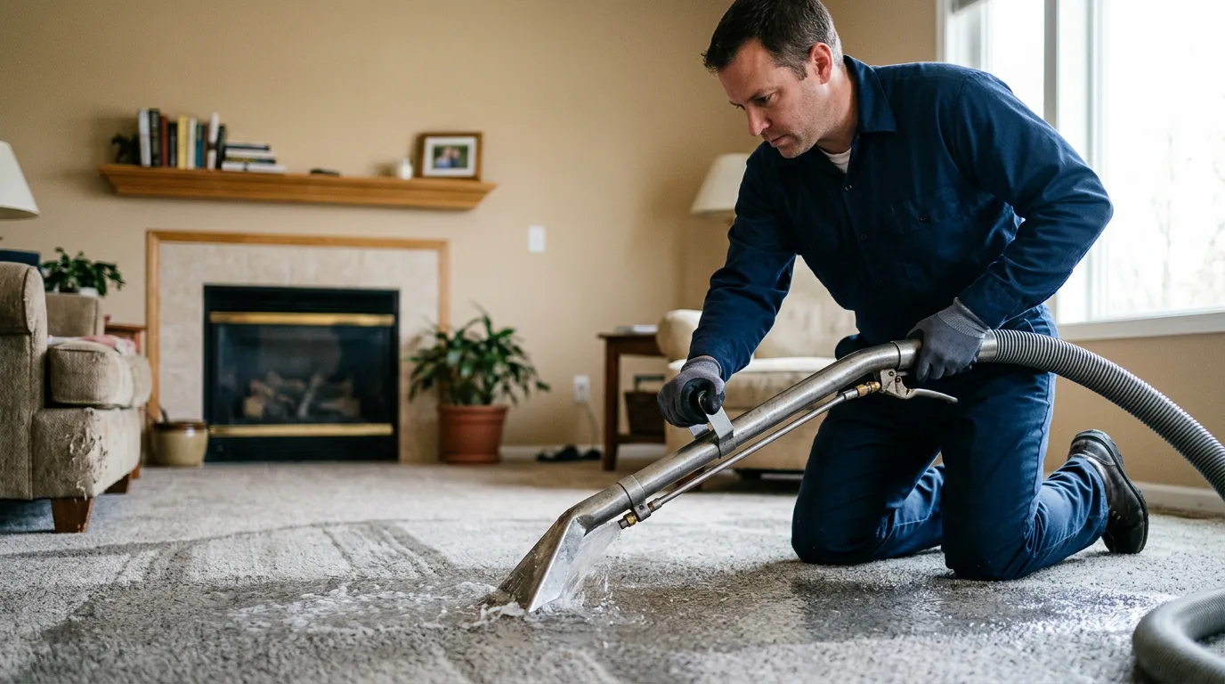 Water damage restoration technician working near Emmett, KS
